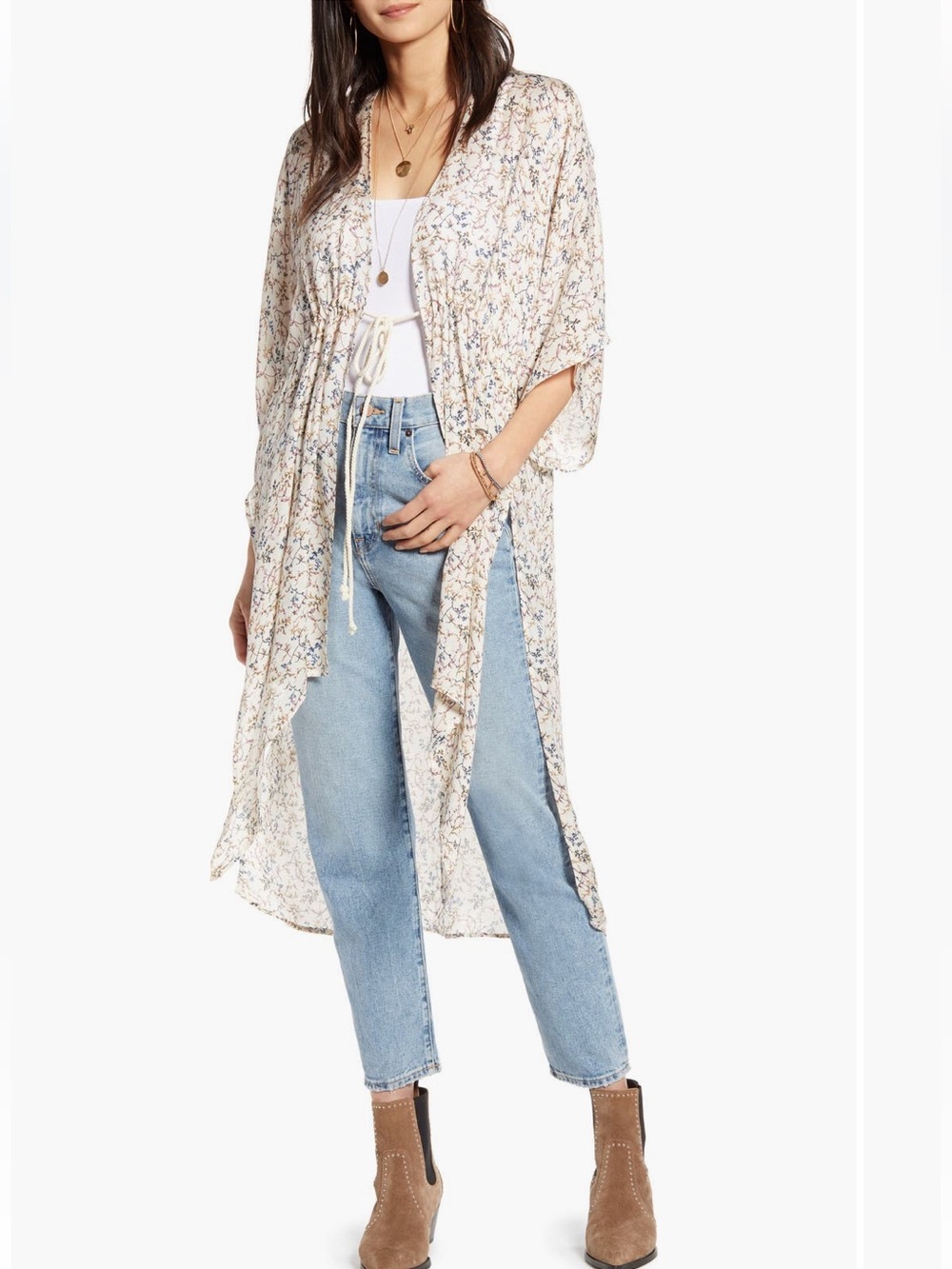 Treasure & Bond Tie Front High/Low Duster